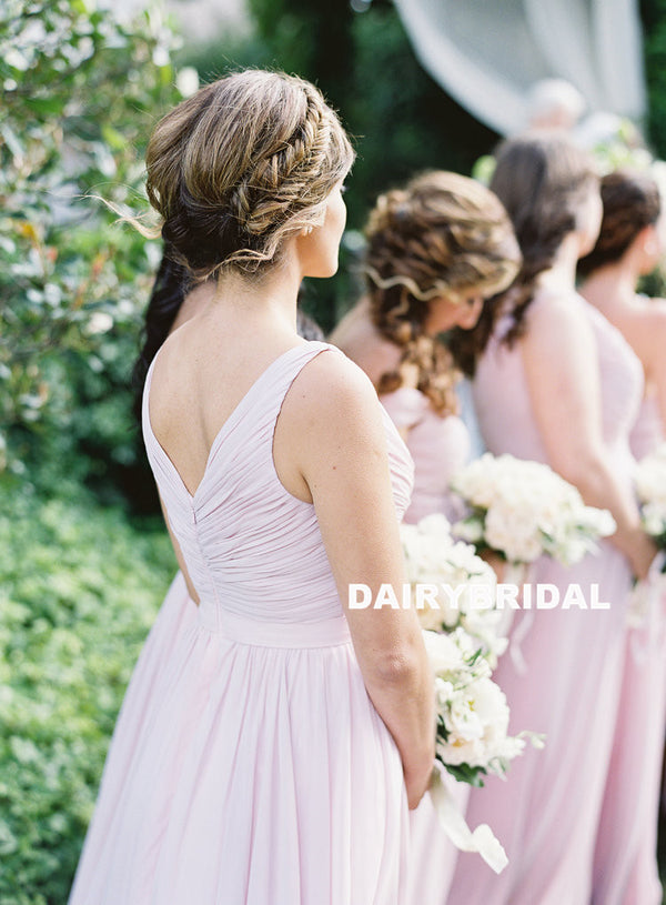 Pink Mismatched A Line Bridesmaid Dress Elegant Chiffon Bridesmaid Dr Dairy Bridal 4555