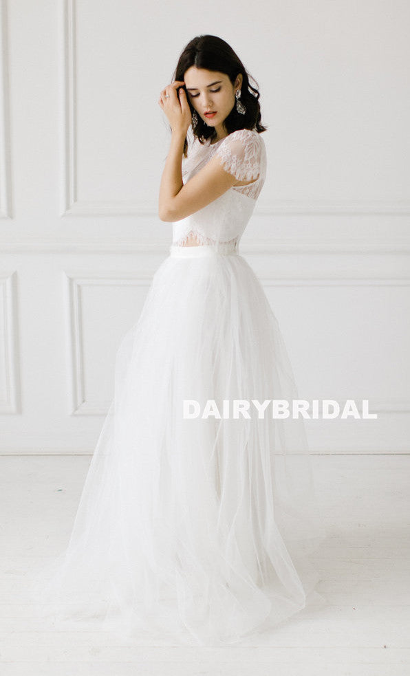 cap sleeve backless wedding dress