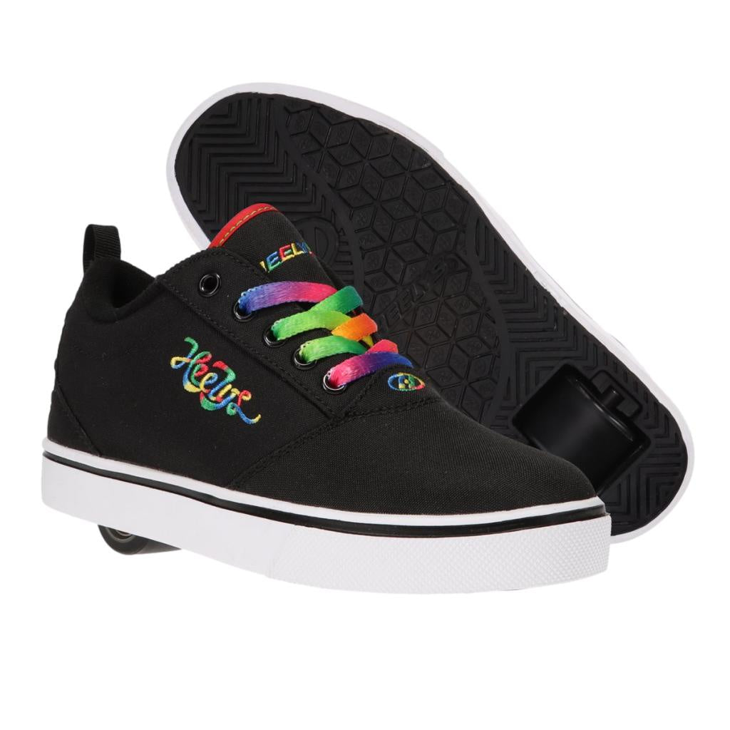 black and rainbow shoes