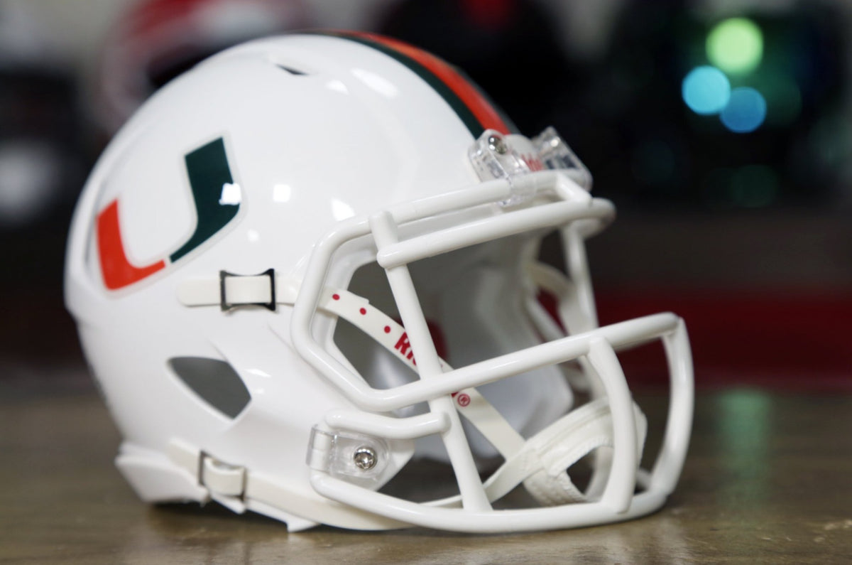 Miami Hurricanes Riddell Speed Mini Helmet - White – Green Gridiron, Inc.