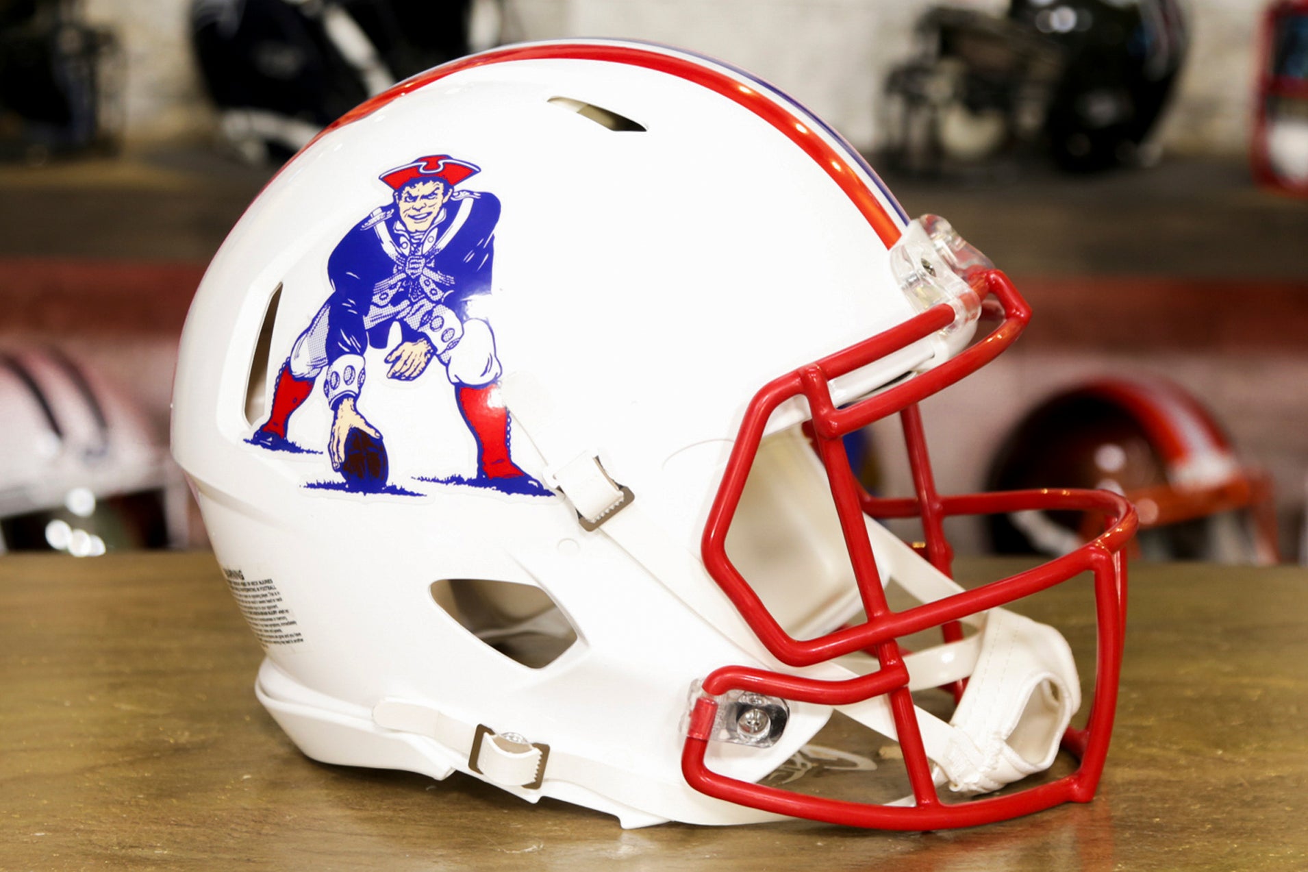 Making the throwback Patriots helmet