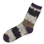 Cat's head pattern socks - purple 