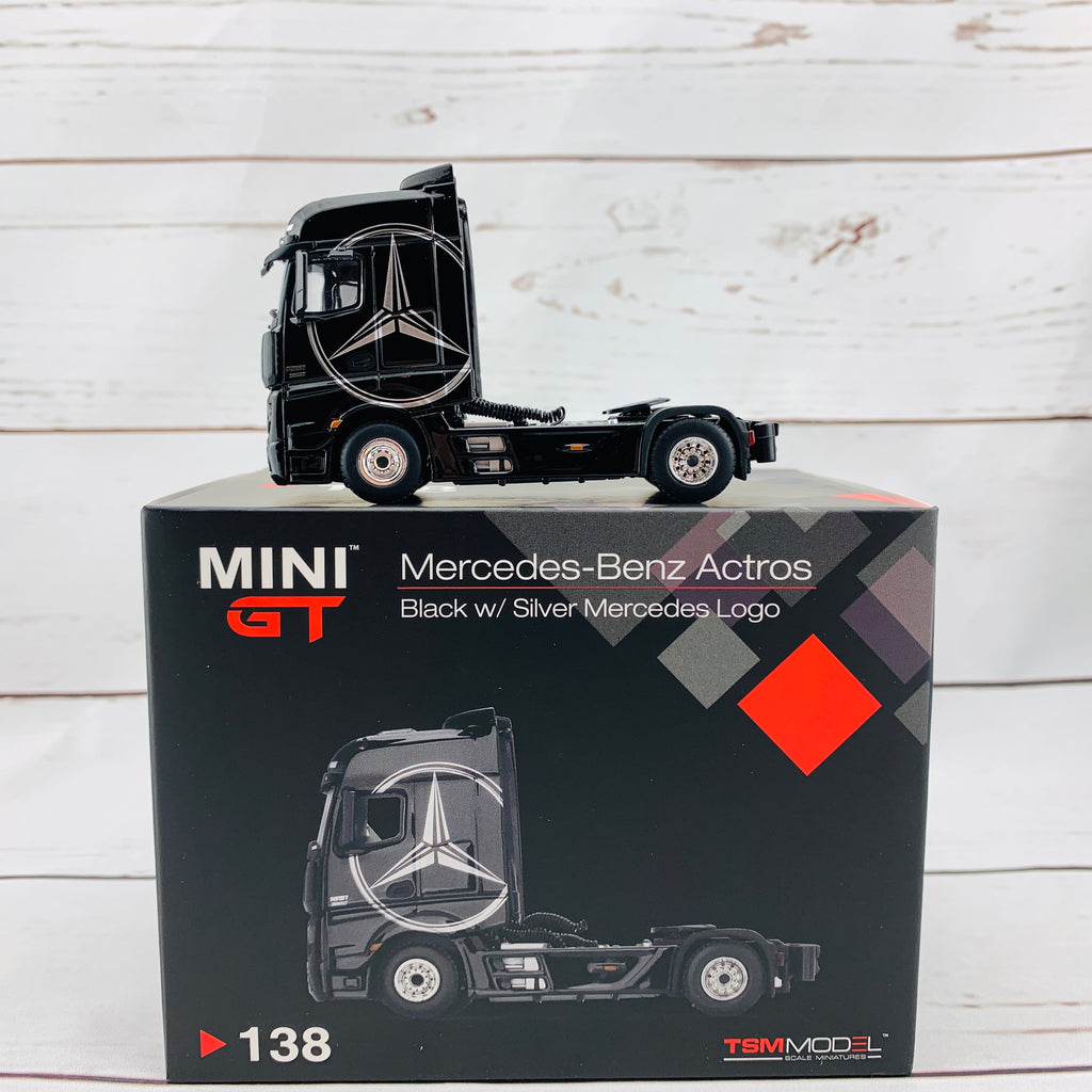 MINI GT 1/64 MercedesBenz Actros Black w/ Silver Mercedes