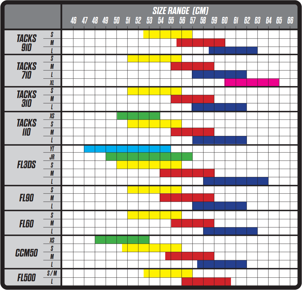 CCM Hockey Helmet Size Chart