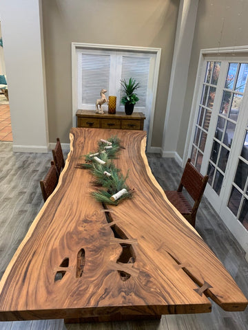 Live edge dining table. Big dining table. 