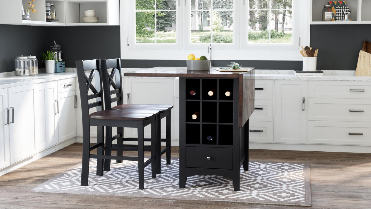 Black Asbury Park Drop Leaf Dining Set - Lifestyle Furniture