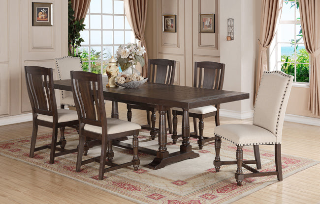 Modern Style Formal Dining Room Set in Brown Finish - Lifestyle Furniture