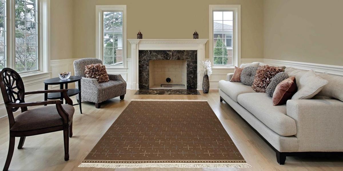 Cross Geometric Hand-Woven Bergen Brown Area Rug