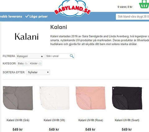 Kalani uv-filt hos Babyland