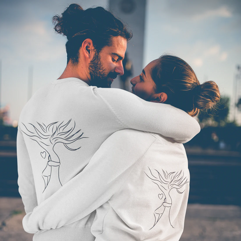 Couple wearing vegan jumpers