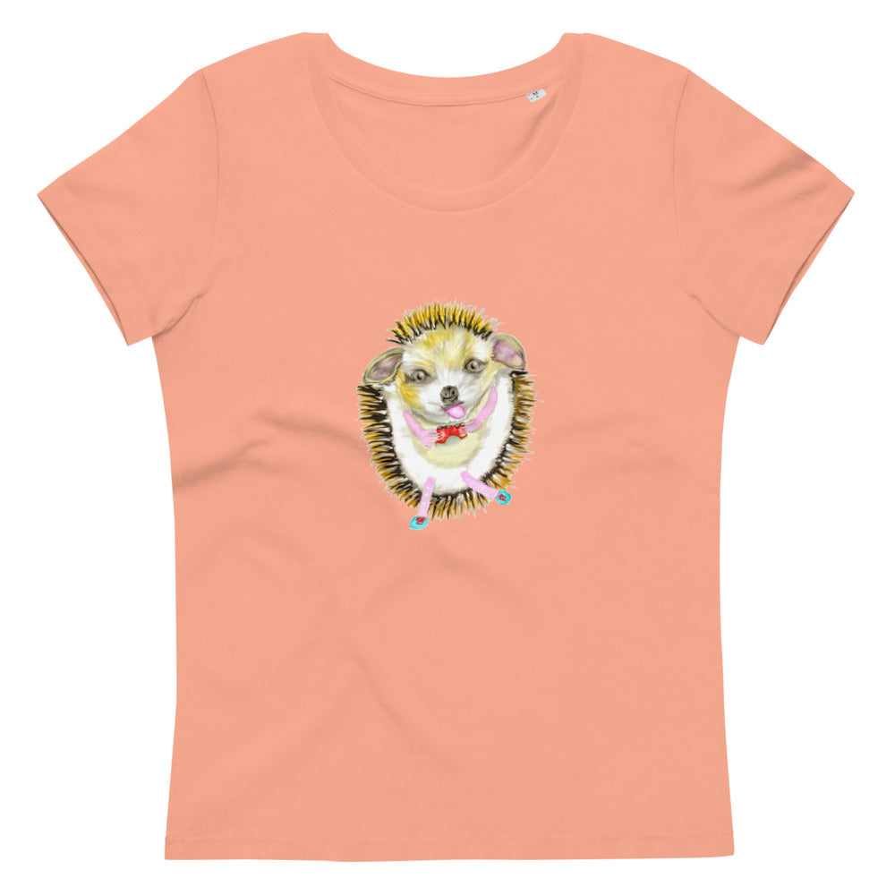 Hedgehog gamer women's vegan organic cotton t-shirt in pink