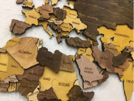 Wooden world maps