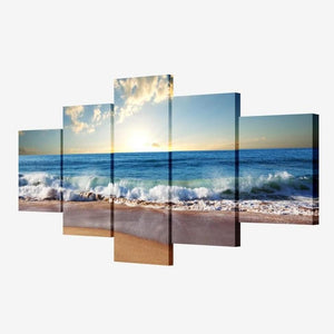 5 Piece Canvas Wall Decor Seascape Beach