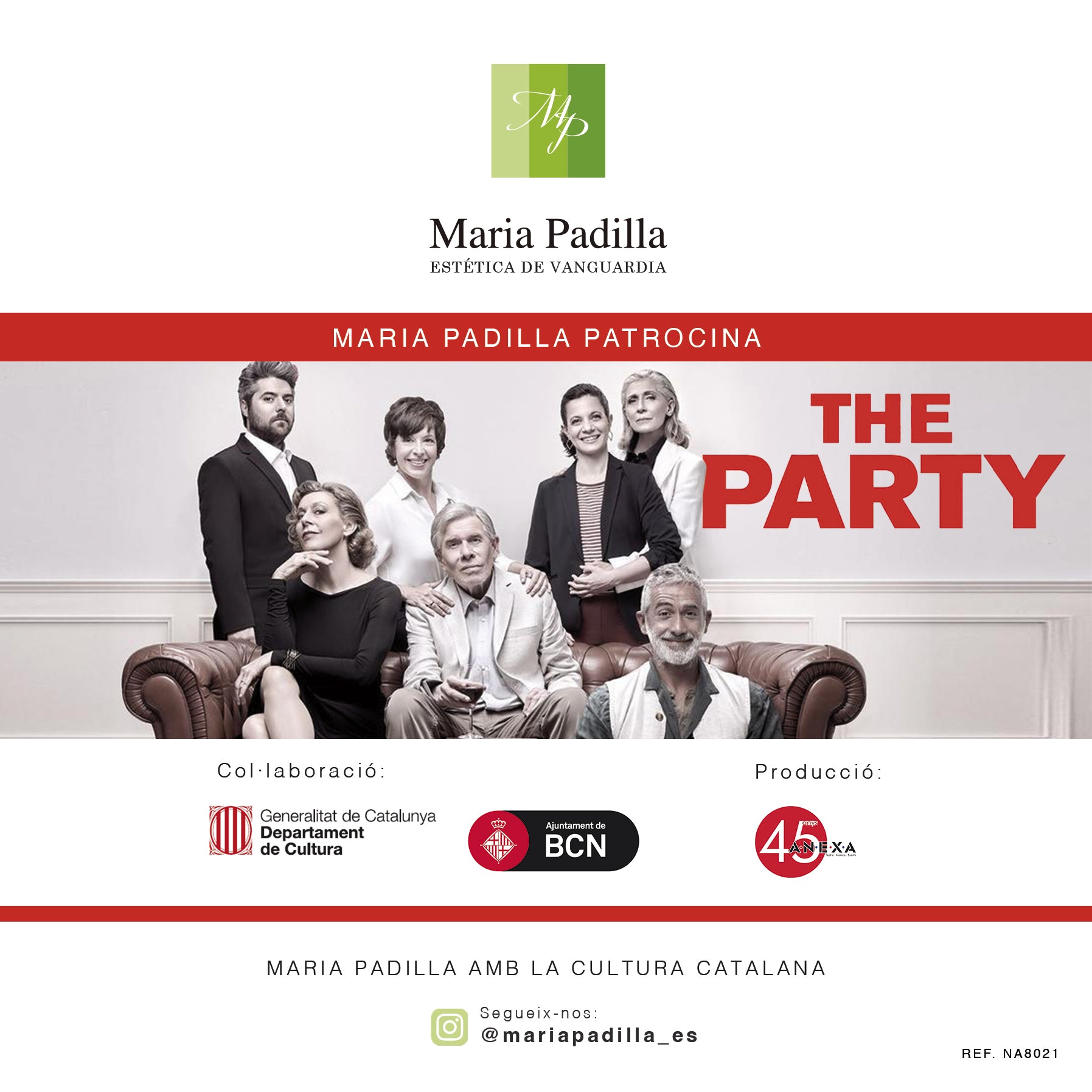 Maria Padilla patrocina la obra de teatro The Party en el Poliorama de Barcelona