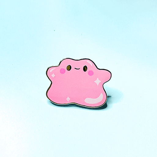 Baby Pink Ditto Enamel Pinn Mamobot