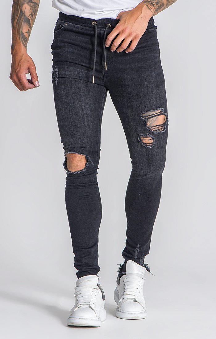 elastic waist black jeans