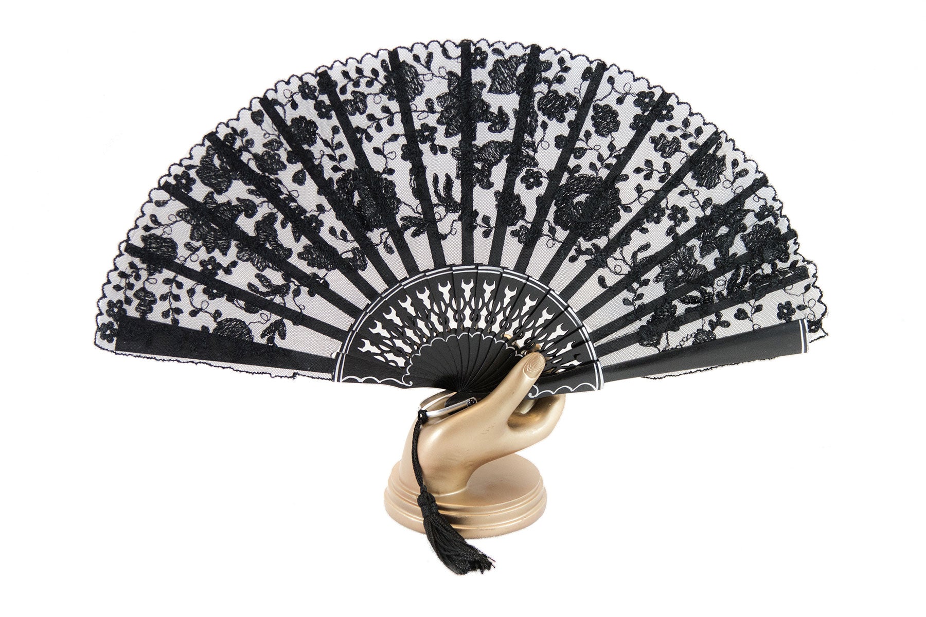 Rockcoco Bruges Delicate Handmade Black Lace Luxury Hand Fan