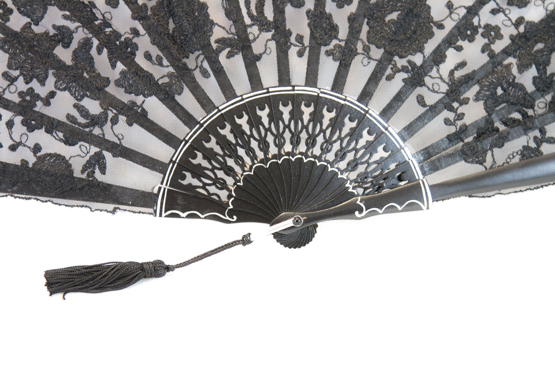 black and white hand fan