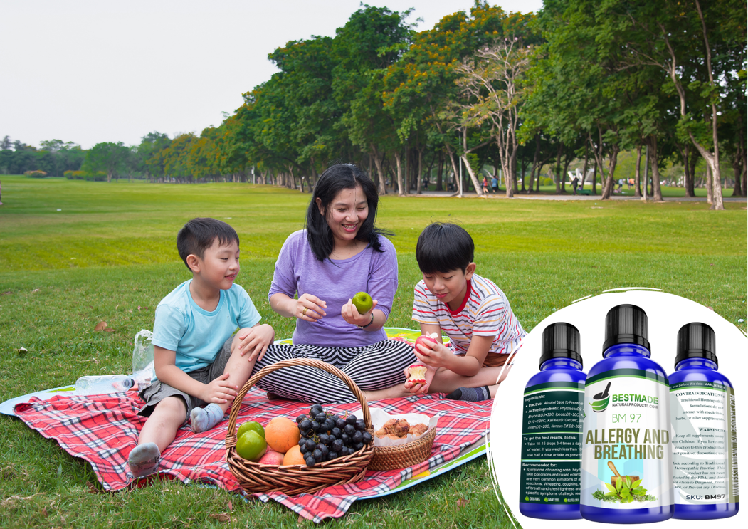 Family enjoying a picnic.