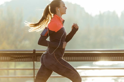 Woman jogging outdoors.