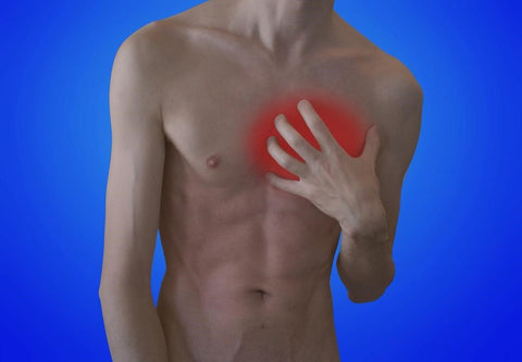 Man suffering from chest pain.