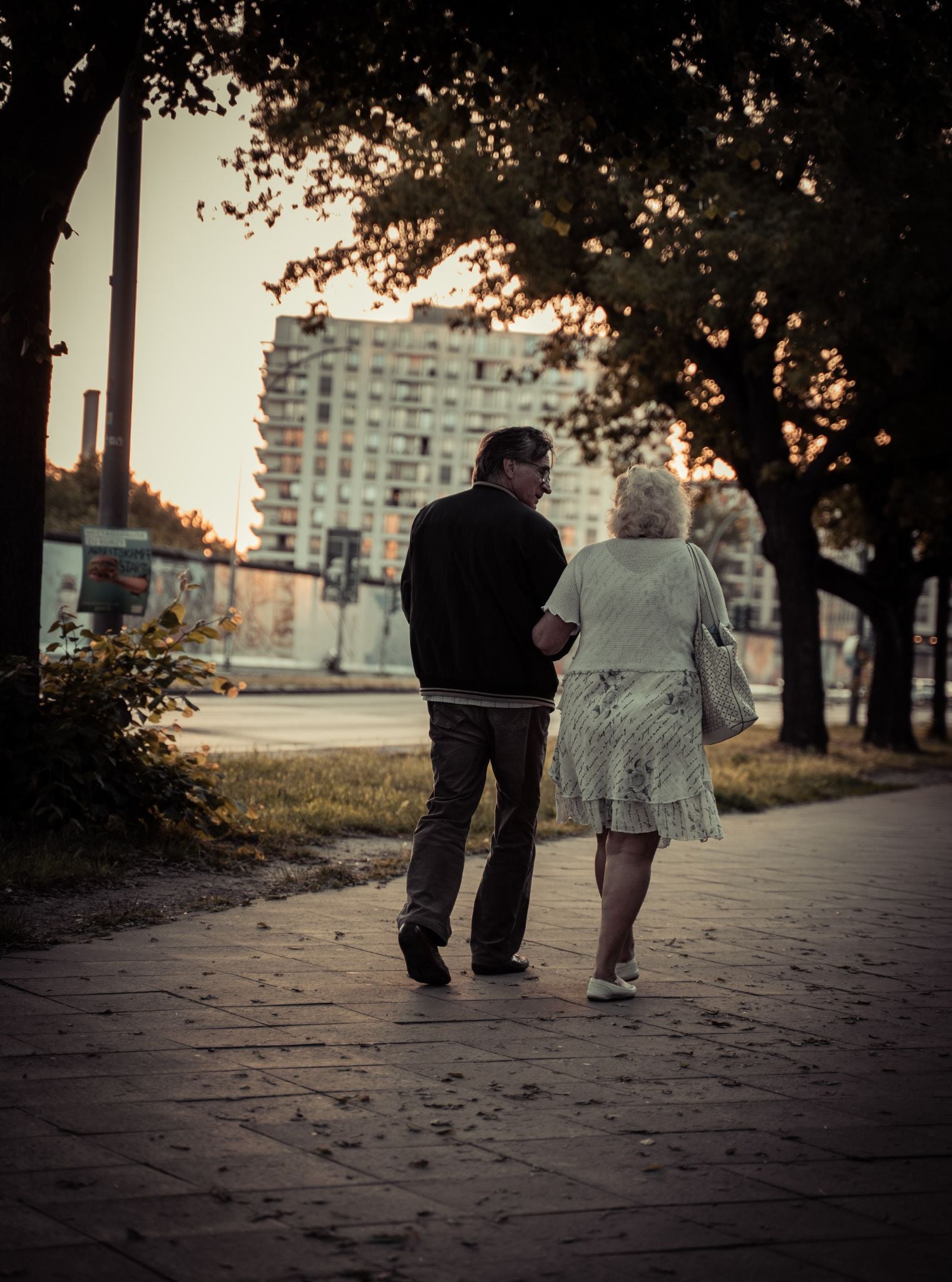 Senior couple walking at a park