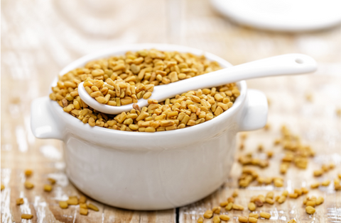 Bowl filled with fenugreek seeds.