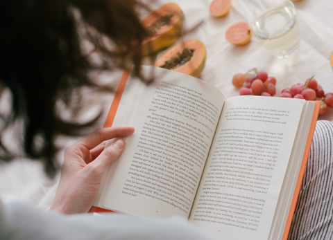 Woman reading a book.