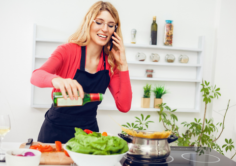 Woman cooking a healthy meal.