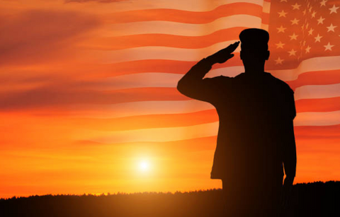 Soldier veteran saluting.