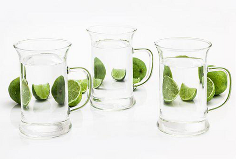 Glasses of water with lime.