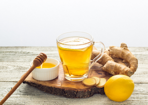 Ginger tea with lemon and honey.
