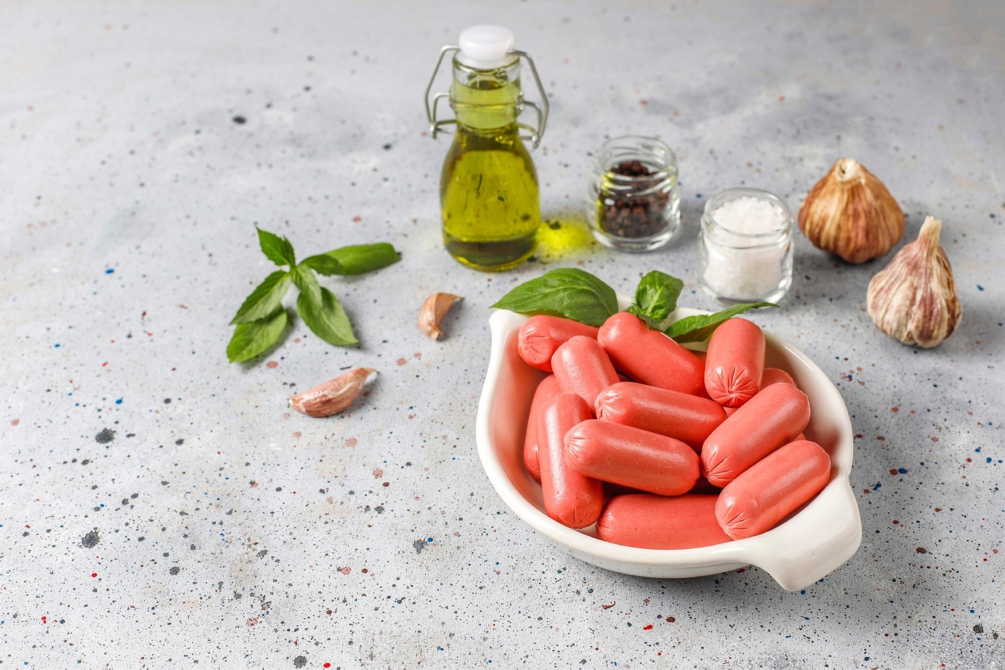 plate with sausages.