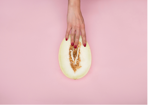 Half of a melon representing a vulva