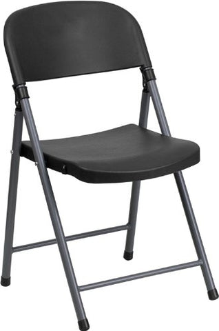 black plastic folding chairs