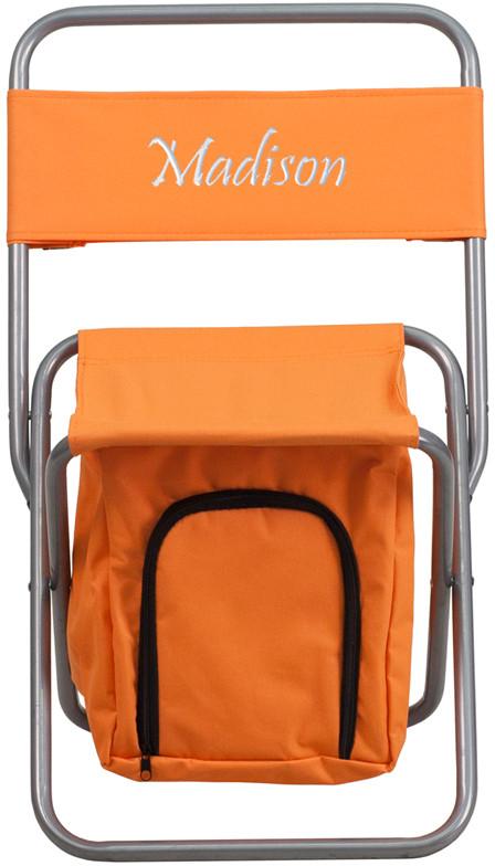 Flash Furniture Ty1262-or-emb-gg Embroidered Kids Folding Camping Chair With Insulated Storage In Orange