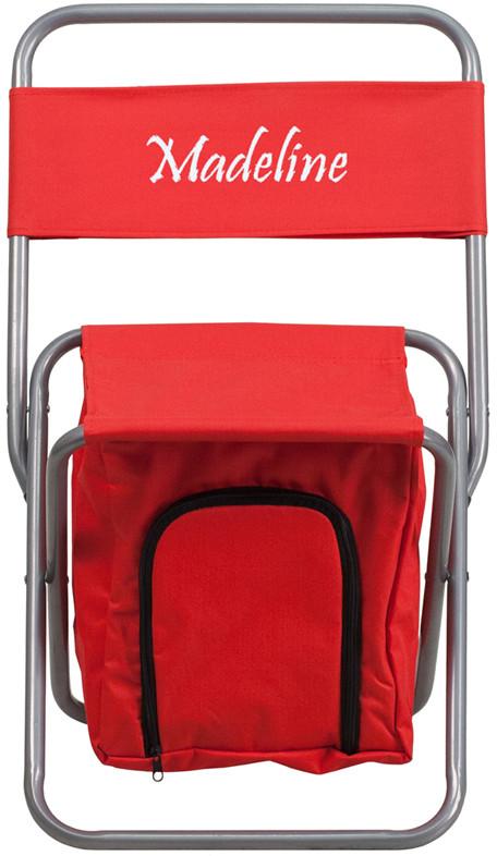 Flash Furniture Ty1262-red-txtemb-gg Personalized Kids Folding Camping Chair With Insulated Storage In Red