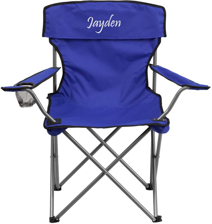 Flash Furniture Ty1410-bl-emb-gg Embroidered Folding Camping Chair With Drink Holder In Blue
