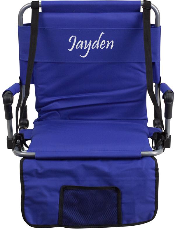 Flash Furniture Ty2710-bl-emb-gg Embroidered Folding Stadium Chair In Blue