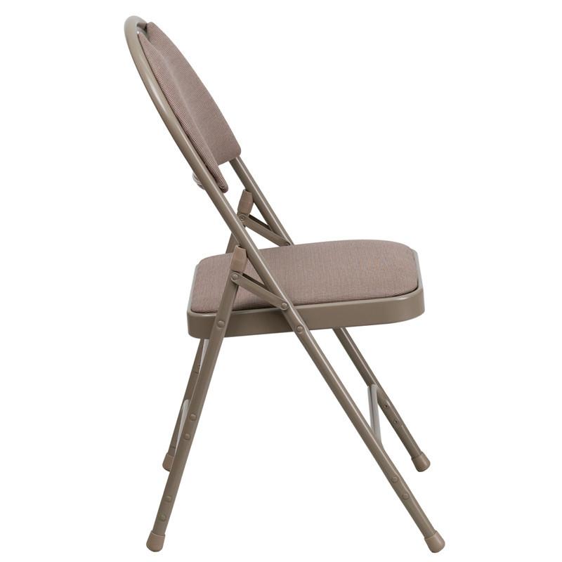 Flash Furniture Ha-mc705af-3-bge-emb-gg Embroidered Hercules Series Extra Large Ultra-premium Triple Braced Beige Fabric Metal Folding Chair With Easy
