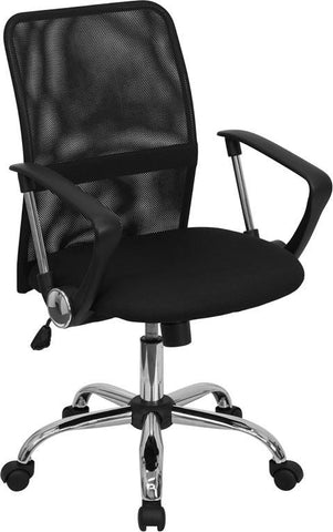 Mid Back Black Mesh Computer Chair With Chrome Finished Base Go 6057 G