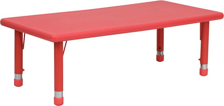 24W x 48L Height Adjustable Rectangular Red Plastic Activity Table YU YCX 001 2 RECT TBL RED GG by Flash Furniture