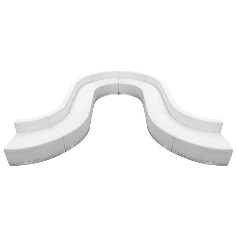 Flash Furniture ZB 803 450 SET WH GG HERCULES Alon Series White Leather Reception Configuration 10 Pieces