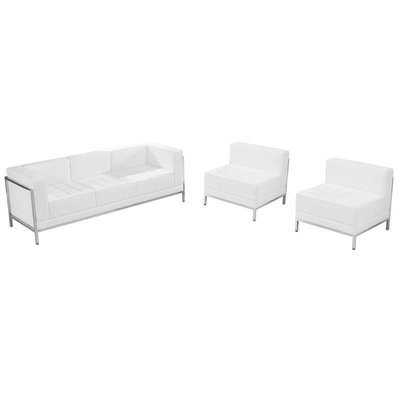 Flash Furniture Zb-imag-set13-wh-gg Hercules Imagination Series White Leather Sofa & Chair Set