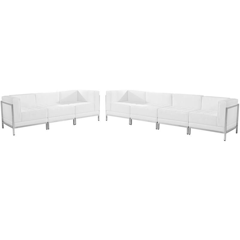 Flash Furniture Zb-imag-set17-wh-gg Hercules Imagination Series White Leather Sofa Set, 5 Pieces