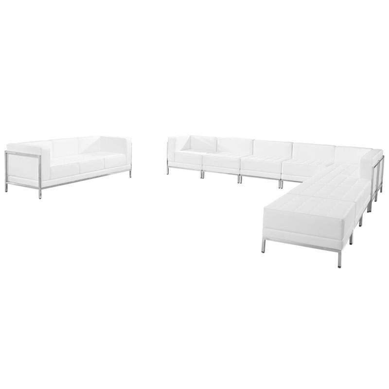 Flash Furniture Zb-imag-set19-wh-gg Hercules Imagination Series White Leather Sectional & Sofa Set, 10 Pieces