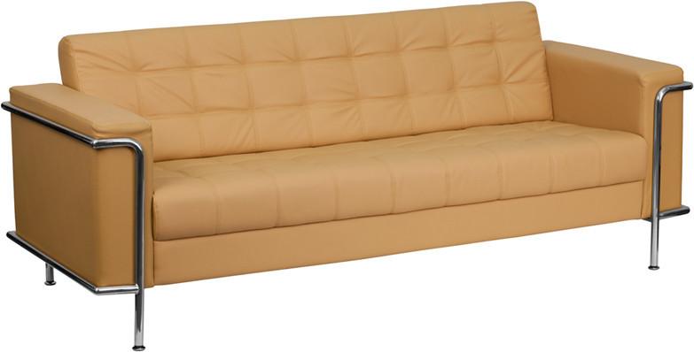 Hercules Lesley Series Contemporary Light Brown Leather Sofa With Encasing Frame Zb-lesley-8090-sofa-brn-gg By Flash Furniture