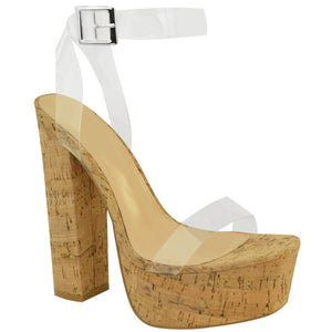 perspex cork heels