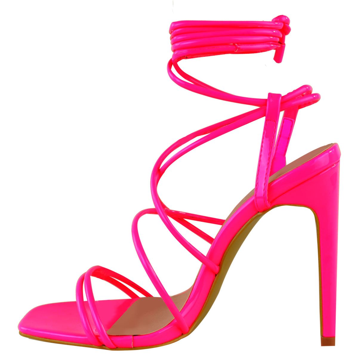 neon pink sandal heels