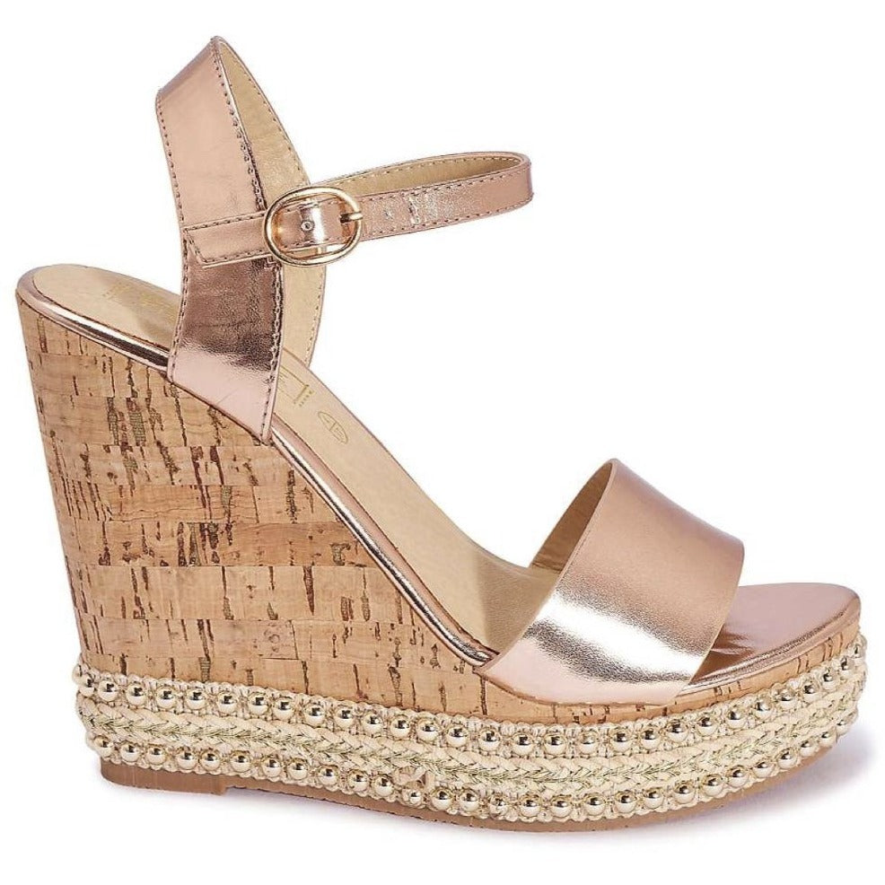 DANIELLA ROSE GOLD CORK STUD WEDGES 